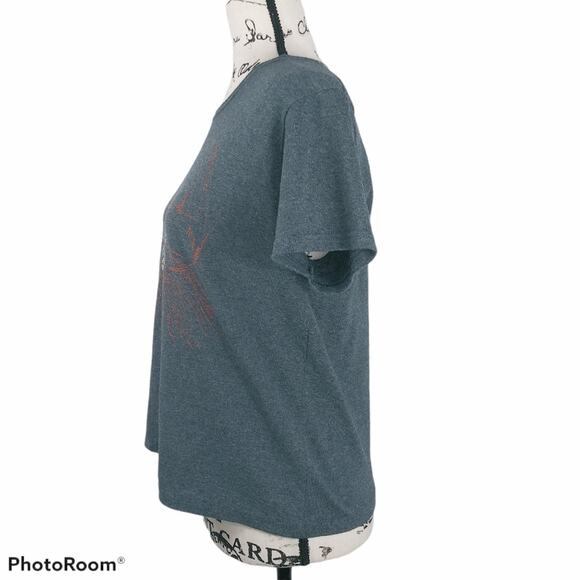 Cabelas Blue Crop Top Deer Skull Headdress Size L - Picture 3 of 5